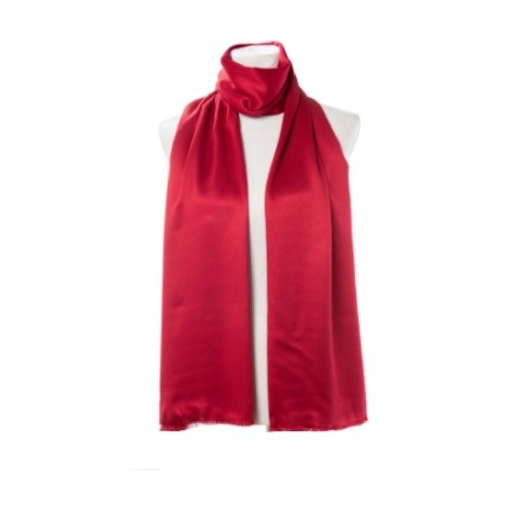 INC International Concepts Rayon Satin Pashmina Shawl Scarf Baked Apple Red New